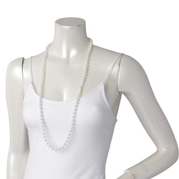 Faux Pearl Necklace Long Stand White 17" - Picture 1 of 4